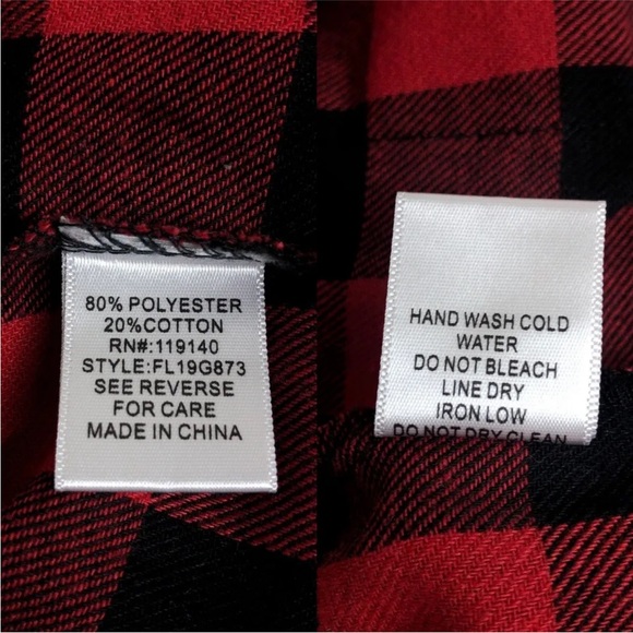 FAVLUX Womens Red & Black Check Button Up Roll Tab Sleeve Fringe Crop - Picture 9 of 13